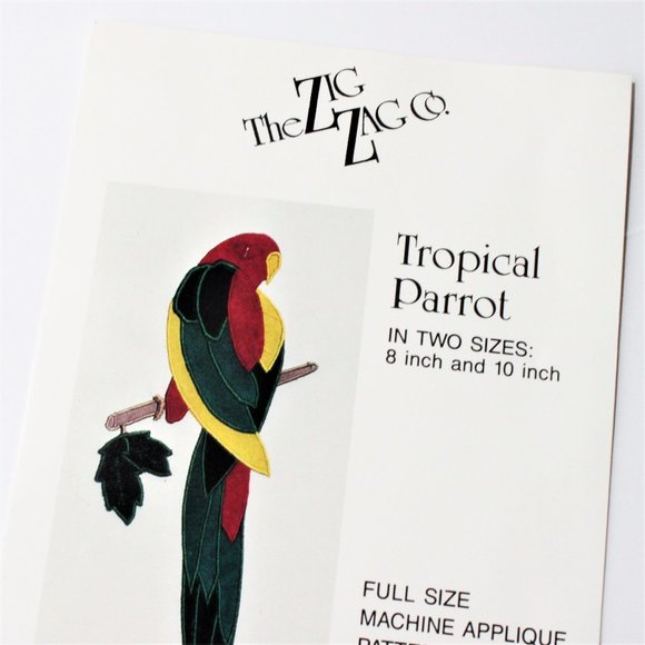Tropical Parrot Applique Sewing Pattern Uncut Vintage 1985 Zig Zag Crafts Quilts - Picture 5 of 6